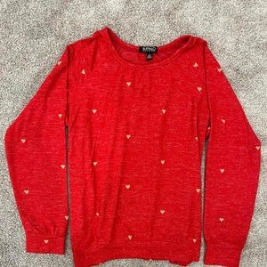 Buffalo red so soft heart light weight sweater size L , great used condition